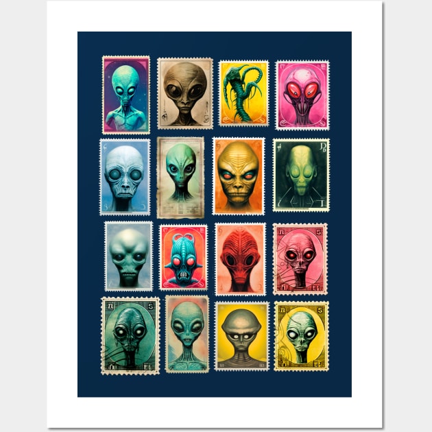 Postage Stamps Extraterrestrial life- Philately Wall Art by enyeniarts